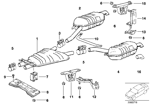 1995 BMW 740i Exhaust System Diagram