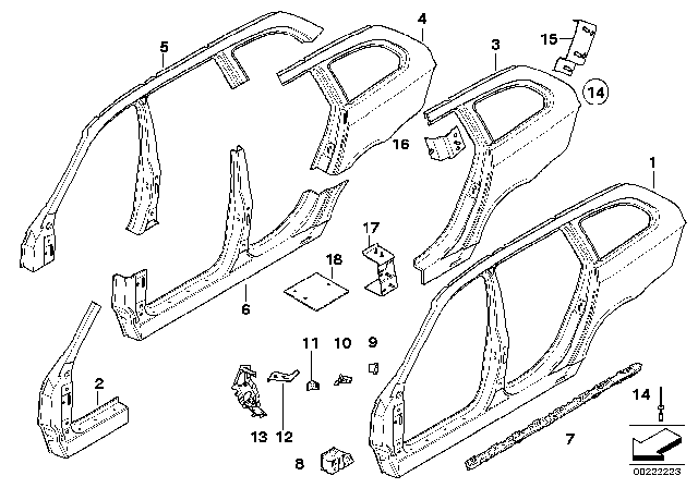 2006 BMW 530xi Reinforcement Plate, C-Pillar, Left Diagram for 41217275582