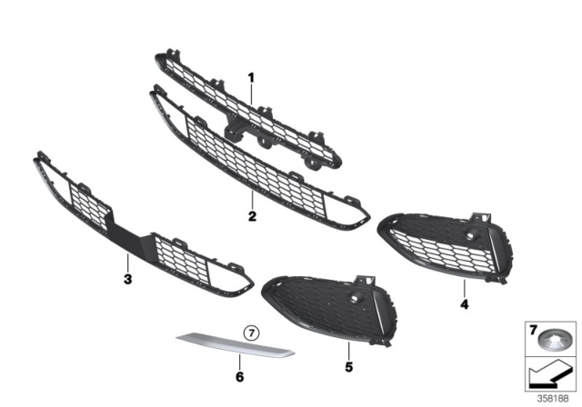 2015 BMW X5 M Trim Panel, Trim Elements Diagram