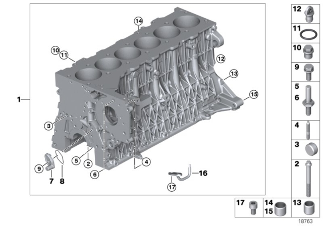 2011 BMW 335d Engine Block & Mounting Parts Diagram 1