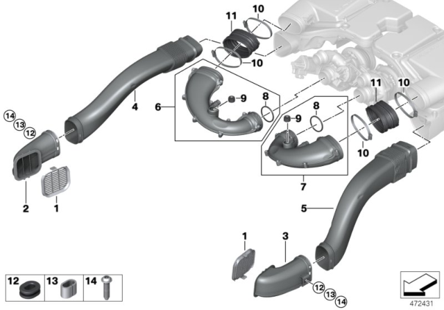 2018 BMW Alpina B7 Filtered Air Duct Diagram for 13718658515