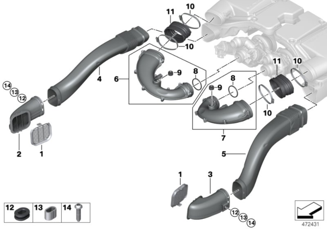 2018 BMW Alpina B7 UNFILTERED AIR SNORKEL Diagram for 13717991433