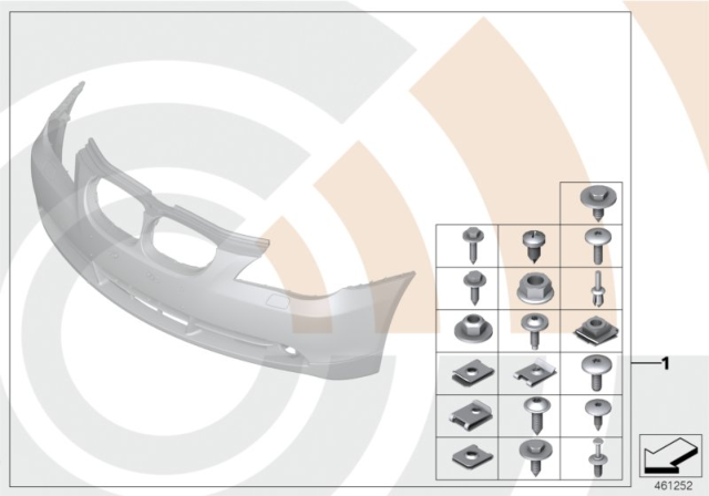 2010 BMW 535i xDrive Mounting Kit, Bumper Diagram