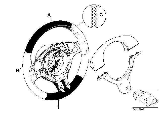2003 BMW M3 Sports Steering Wheel Leather Diagram for 32348022322