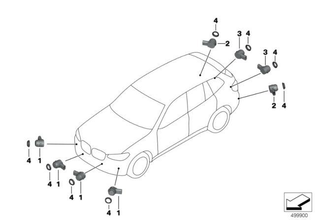 2020 BMW X4 M Ultrasonic Sensor Pdc Diagram