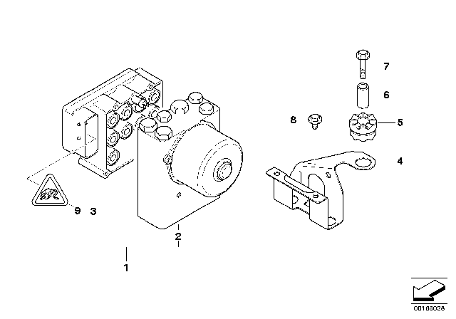 1997 BMW 318is ABS Hydro Unit / Control Unit / Support Diagram
