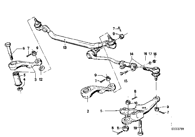 1979 BMW 733i Steering Linkage / Tie Rods Diagram 1