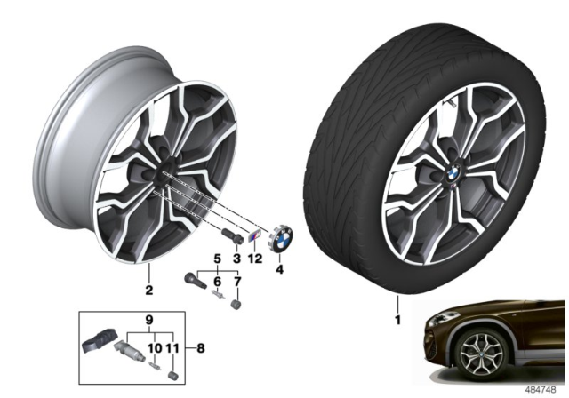 2018 BMW X2 Disc Wheel, Light Alloy, Orbitgrey Diagram for 36108009759