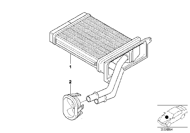 2001 BMW Z3 Heater Radiator Diagram for 64118398842