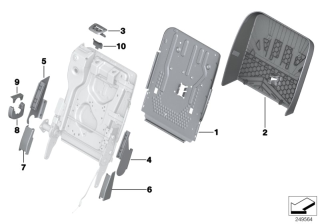 2017 BMW 535i GT Seat, Rear, Backrest Trims Diagram