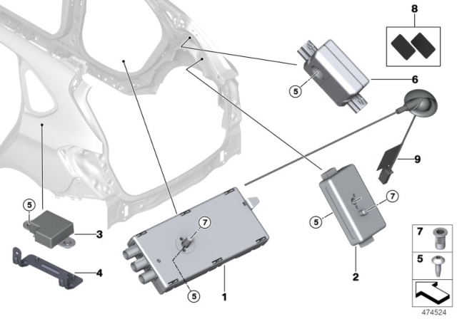 2019 BMW X1 Components, Antenna Amplifier Diagram