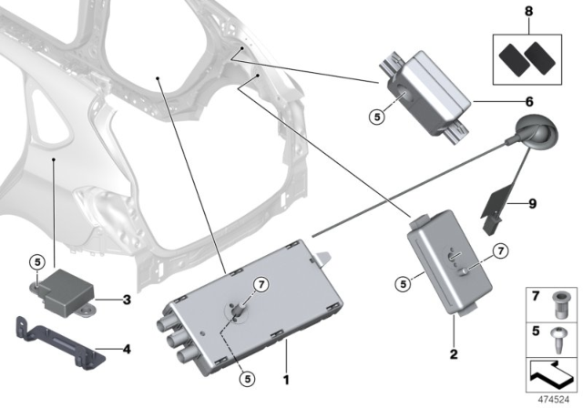 2019 BMW X1 ANTENNA AMPLIFIER AM/FM Diagram for 65209352602