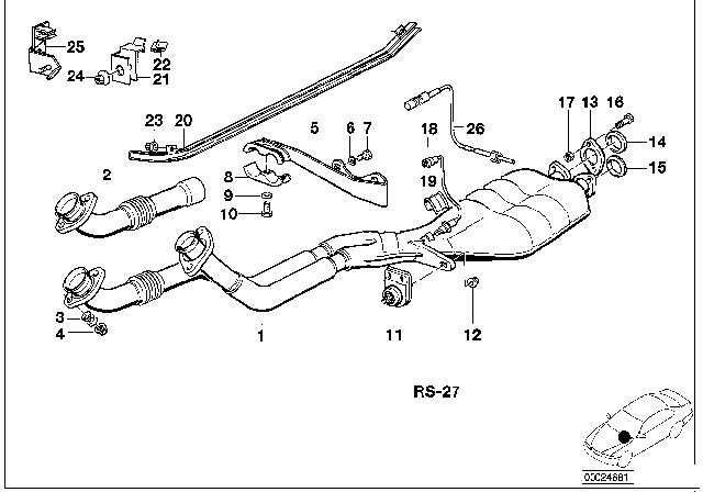 1992 BMW 735iL Exhaust System With Catalytic Converter Diagram