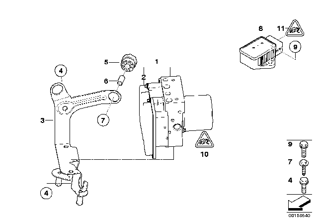 2008 BMW 550i Hydro Unit DSC / Control Unit / Fastening Diagram