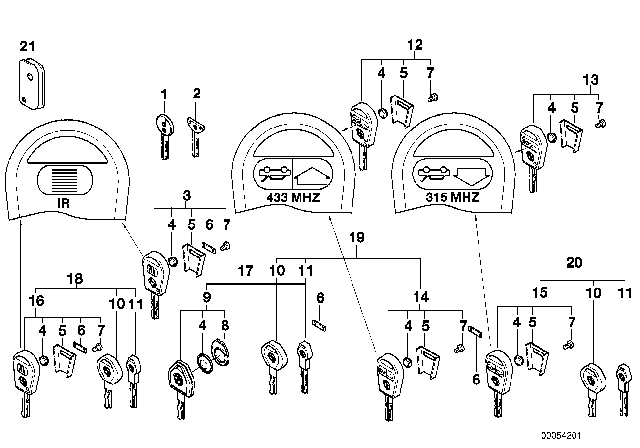 1998 BMW 750iL Key With Battery Diagram 1