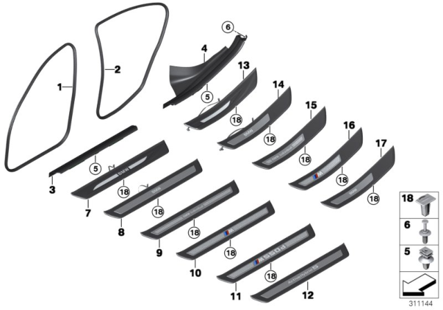 2014 BMW 550i Rear Left Entrance Cover Diagram for 51478050043