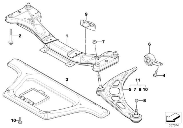2002 BMW 330i Front Axle Support / Wishbone Diagram 2
