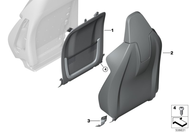 2019 BMW X4 Set, Front, Backrest Trims Diagram