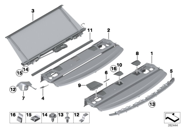 2015 BMW 328i Rear Window Shelf Diagram