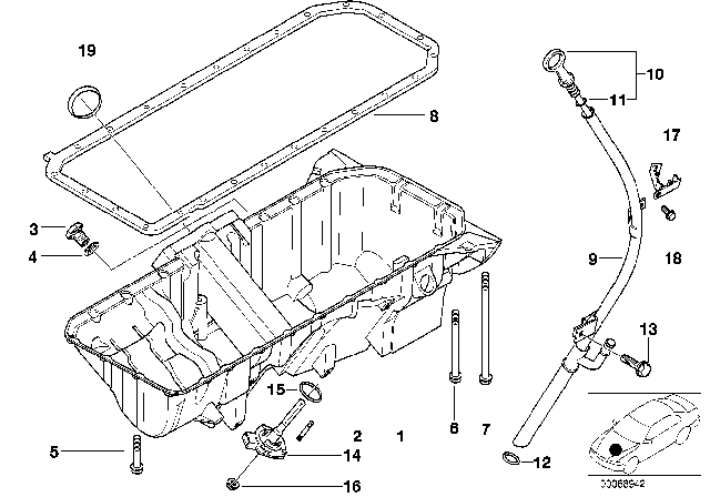 2002 BMW X5 Oil Pan / Oil Level Indicator Diagram