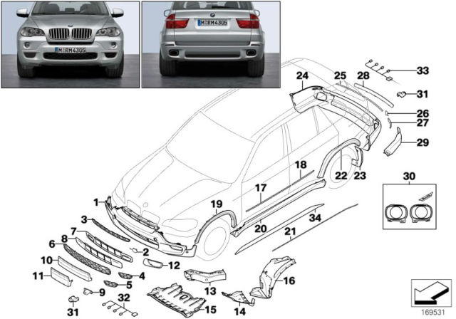 2007 BMW X5 Retrofit, M Aerodynamic Kit Diagram