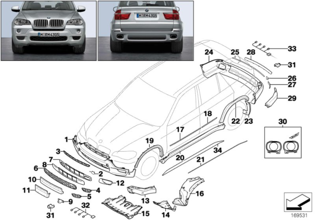 2009 BMW X5 Cover, Wheel Arch, Primed, Rear Right Diagram for 51778037294