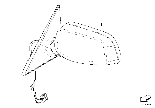 2007 BMW 530xi Exterior Mirror Without Glass, Heated, Left Diagram for 51167189515