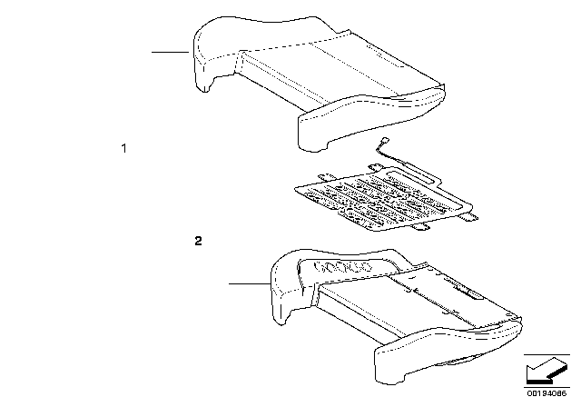 2011 BMW X5 M Seat, Front, Cushion & Cover Diagram 1