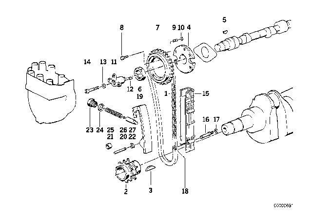 1992 BMW 735i Timing And Valve Train - Timing Chain Diagram