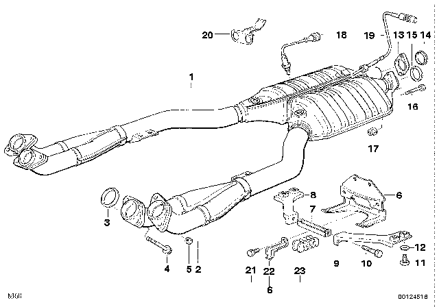 1994 BMW 530i Catalytic Converter / Front Silencer Diagram