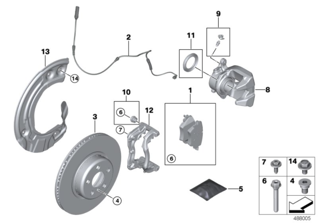 2019 BMW Z4 Front Wheel Brake, Brake Pad Sensor Diagram