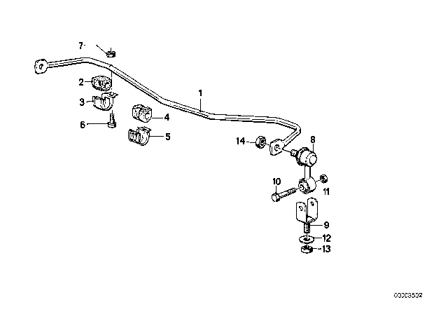 1985 BMW 325e Stabilizer, Front Diagram