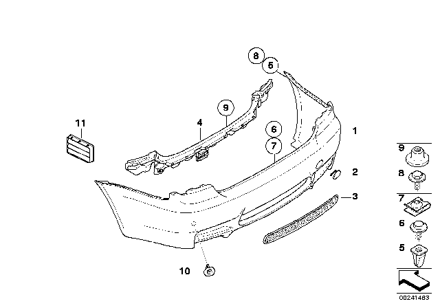 2010 BMW M3 Set, Mounting Parts, Bumper, Rear Diagram for 51122410022