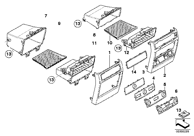 2009 BMW X5 Mounting Parts, Centre Console, Rear Diagram