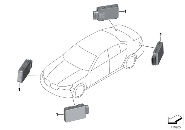 2016 BMW 750i Sensor, Lane Change Warning Diagram