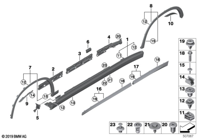 2020 BMW X1 M Trim, Sill / Wheel Arch Diagram