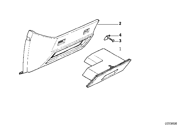 1994 BMW 540i Glove Box Driver Side Diagram