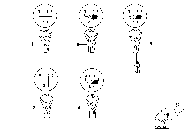 1996 BMW 318i Individual Gear Shift Knob Diagram 2