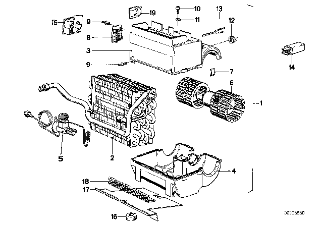 1984 BMW 528e Air Conditioning Unit Parts Diagram