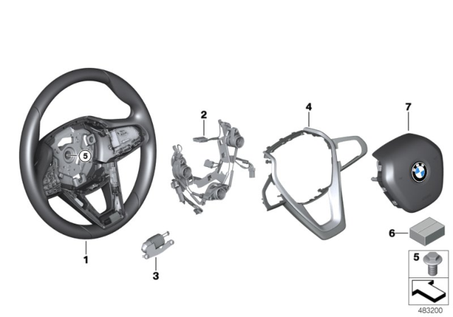 2018 BMW X3 Airbag Sports Steering Wheel Diagram