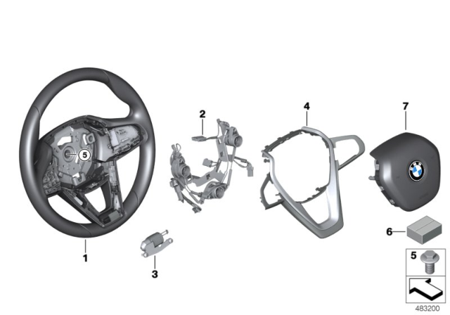 SPORT STEERING WHEEL, LEATHE Diagram for 32306883772