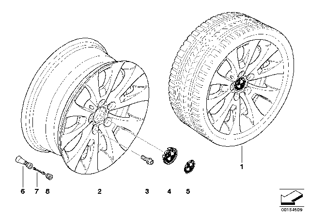 2004 BMW X3 BMW Light-Alloy Wheel, V-Spoke Diagram