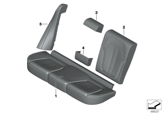 2020 BMW X5 Individual Cover Basic Seat, Rear Diagram