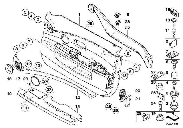 2007 BMW Alpina B7 Door Trim Panel Diagram 1