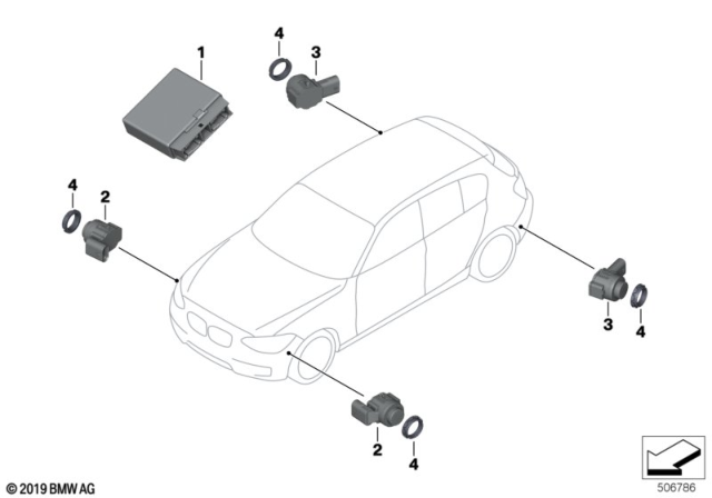 2016 BMW 228i Parking Maneuvering Assistant PMA Diagram