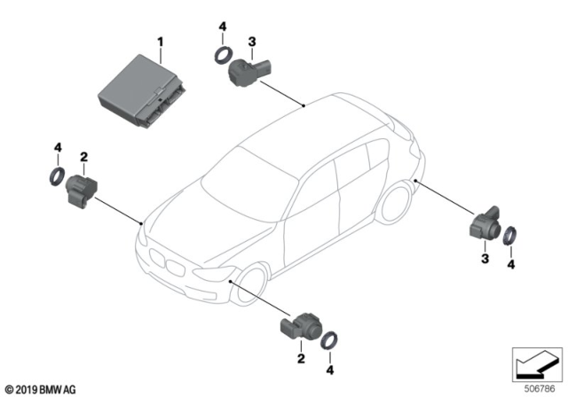 2018 BMW 230i Parking Maneuvering Assistant PMA Diagram