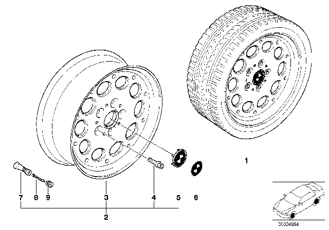 1997 BMW Z3 Light Alloy Rim Diagram for 36111092408