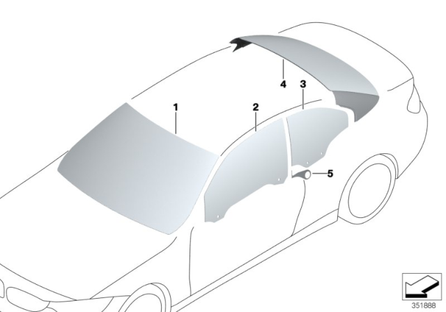 2019 BMW M4 Glazing Diagram