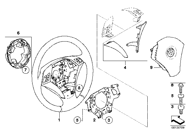 2006 BMW 530xi Steering Wheel Airbag - Smart Multifunction Diagram