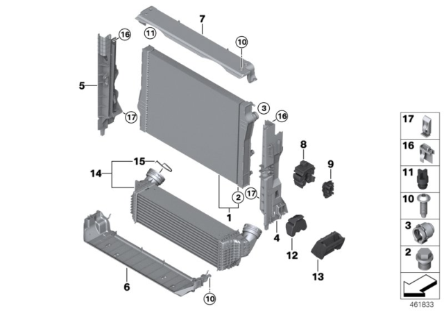 2017 BMW X5 Radiator Mounting Parts Diagram